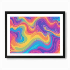 Abstract Background Of Swirling, Liquid Like Patterns In Shades Of Purple, Pink, Blue, Yellow, And Orange, Creating A Mesmerizing And Dynamic Effect Art Print