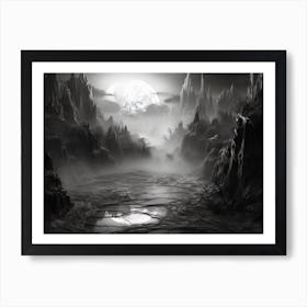 Ethereal Landscape Abstract Black And White 3 Art Print