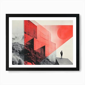 Abstract Painting Minimal Architecture Red Art Print