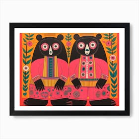 Sun Bear 1 Folk Style Animal Illustration Art Print