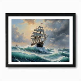 Sailing Ship In Rough Seas 6 Art Print