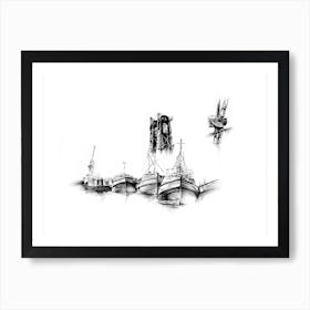 A Marine Boat Art Illustration In A Drawing Style 07 Art Print