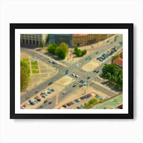 Aerial View Of Cars In A Road Junction In A Street Of Berlin City Art Print