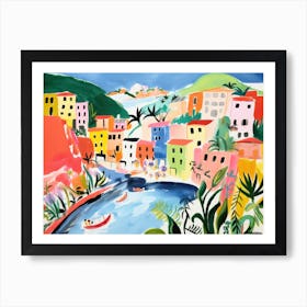 Cinque Terre Italy Cute Watercolour Illustration 2 Art Print