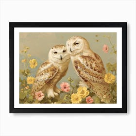 Floral Animal Illustration Snowy Owl 1 Art Print