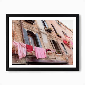 Pink Laundry In Venice, Italy Art Print