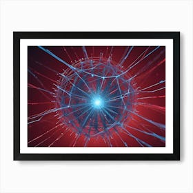 A 3d Abstract Image Of A Glowing Blue Sphere, Connected To A Network Of Lines Art Print