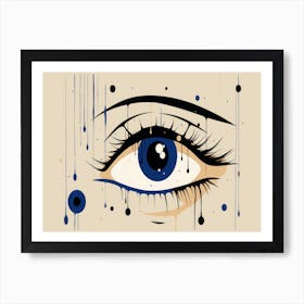 Eye With Drops Of Water Art Print