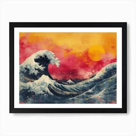 RetroRiso Revival: Embracing Analog Charm in Modern Design:Great Wave Off Kanagawa Art Print