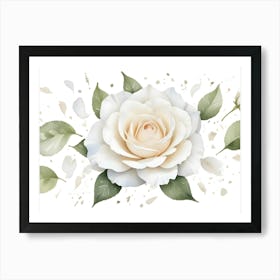 White Rose With Petals Scattered Around Romantic Floral Design 1 Art Print