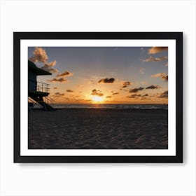 Sunset At South Beach MIami Art Print