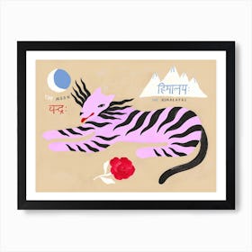Tigres And The Himalayas Beige Art Print