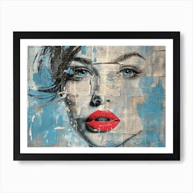 Woman With Red Lips Art Print