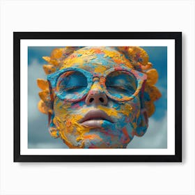 Psychedelic Portrait: Vibrant Expressions in Liquid Emulsion Girl With Paint On Her Face Art Print