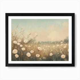 White Flowers In A Field Art Print