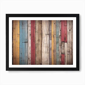 Colorful wood plank texture background 7 Art Print