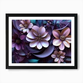 3d Flowers In Purple Art Print