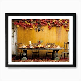 A Vintage Painting Esque Thanksgiving Celebration Enfolding Within An Intimate Group Nestled Amid R Art Print