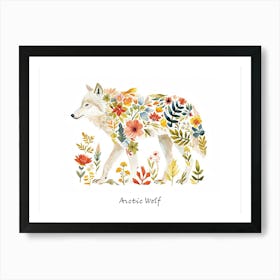 Little Floral Arctic Wolf 3 Poster Art Print