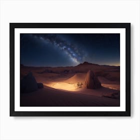 Starry Night Sky At The Oasis In The Desert Art Print