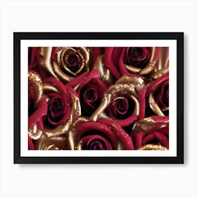 Gold And Red Roses Art Print