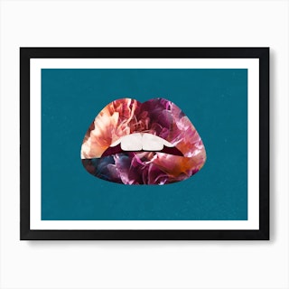 Lips With Flowers Art Print