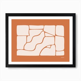 Solid Fluid Landscape Burnt Orange And Off White Neutral Boho Art Print