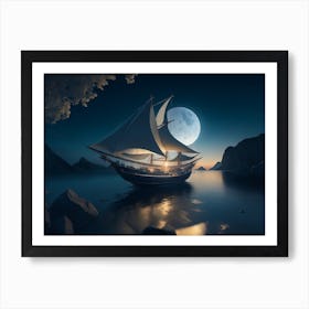 Serenity Of The Night Sea Art Print
