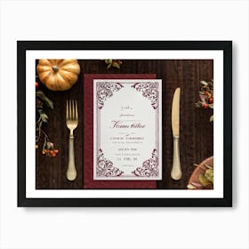 Antique Thanksgiving Invitation Embracing Baroque Flair Centered Marbled Design Hence Its Vintage C (3) Art Print