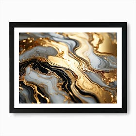 Abstract Marble Texture Swirls Of Gold And Silver Intertwining In A Lavish Dance Of Opulence Palet (2) Art Print