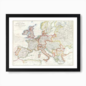 Strategic Map Of Central Europe Showing The International Frontiers Prepared In The War College Division (1915) Art Print