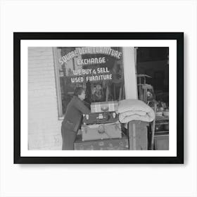 Woman In Front Of Secondhand Furniture Store, San Antonio, Texas By Russell Lee Art Print