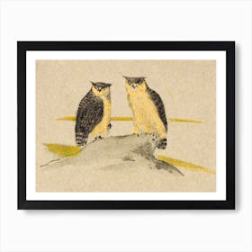 Greeting Card With Two Owls (1890), Theo Van Hoytema, Art Print