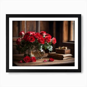 Red Roses On A Table Art Print