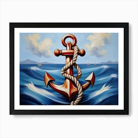 Ship anchor, Ropes, Oil painting 4 Art Print