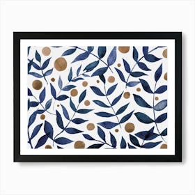 Watercolor Indigo Branches Art Print