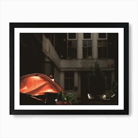 Bright Red Tent in the Grey City Environment of Central London Art Print