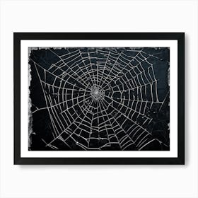 Art Grey Decor Design Halloween Horizontal Grunge Skittish Dark Spiders Web Net Silhouet (31) Art Print