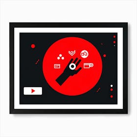 Abstract Digital Illustration Of A Black Mouse Hand With A Red Cursor Icon Reaching For A Collectio Art Print