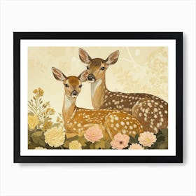 Floral Animal Illustration Deer 6 Art Print