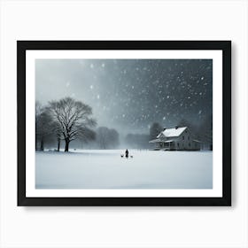 House In The Snow Art Print