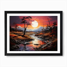 Sunset River Art Print