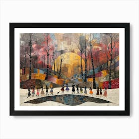 Walk In The Snowy Woods, Cubism Art Print