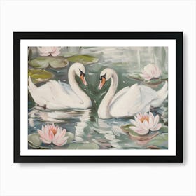 Swans In Water Art Print