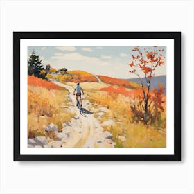 Cyclist Riding On A Dirt Road - expressionism 1 Art Print