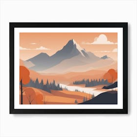 Misty mountains horizontal background in orange tone 83 Art Print