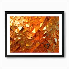 Abstract Image Of A Collection Of Golden Triangular Shapes, Creating A Geometric And Metallic Texture Art Print