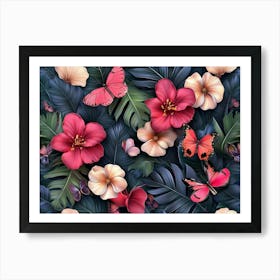 Tropical Flower Wallpaper 1 Art Print