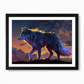 Wolf At Sunset 1 Art Print