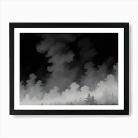 Abstract Black And White Foggy Forest Art Print